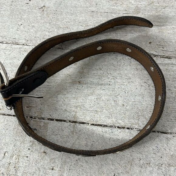 Vintage Genuine Leather Liberty Coin Conch Belt - Picture 6 of 11